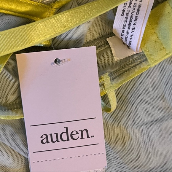 Auden 2 piece babydoll push-up sheer nightgown green yellow lace thong panty new - Picture 7 of 8